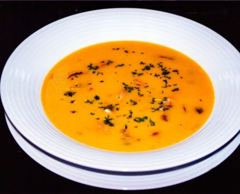 crema di cozze e peperoni allo zafferano