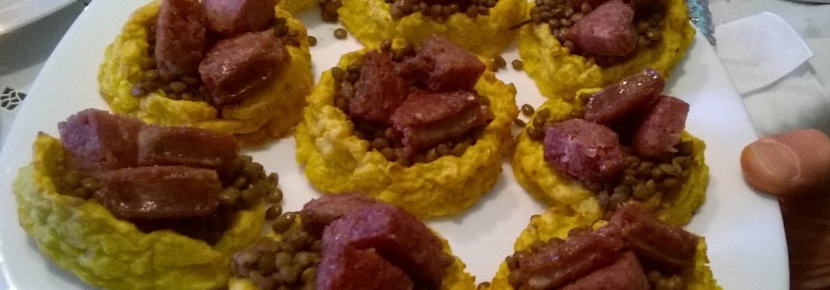 Cestini di patate con lenticchie