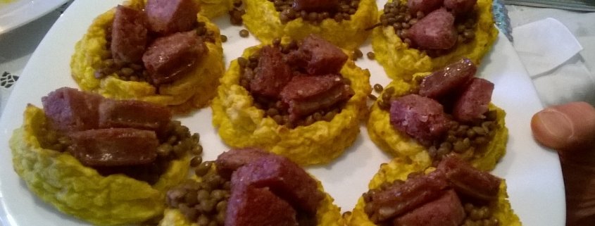 Cestini di patate con lenticchie