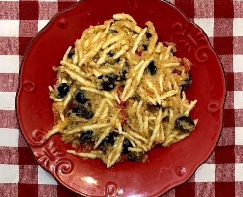 Trofiette sabbiate alla Mediterranea