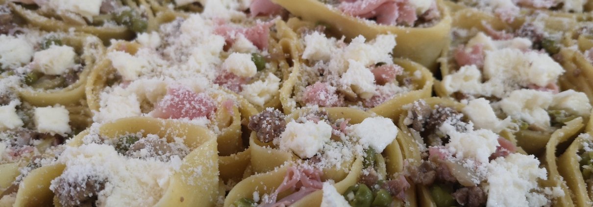 Girelle di pasta funghi e piselli