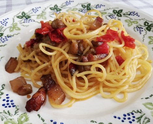 Tonnarelli carciofi e guanciale