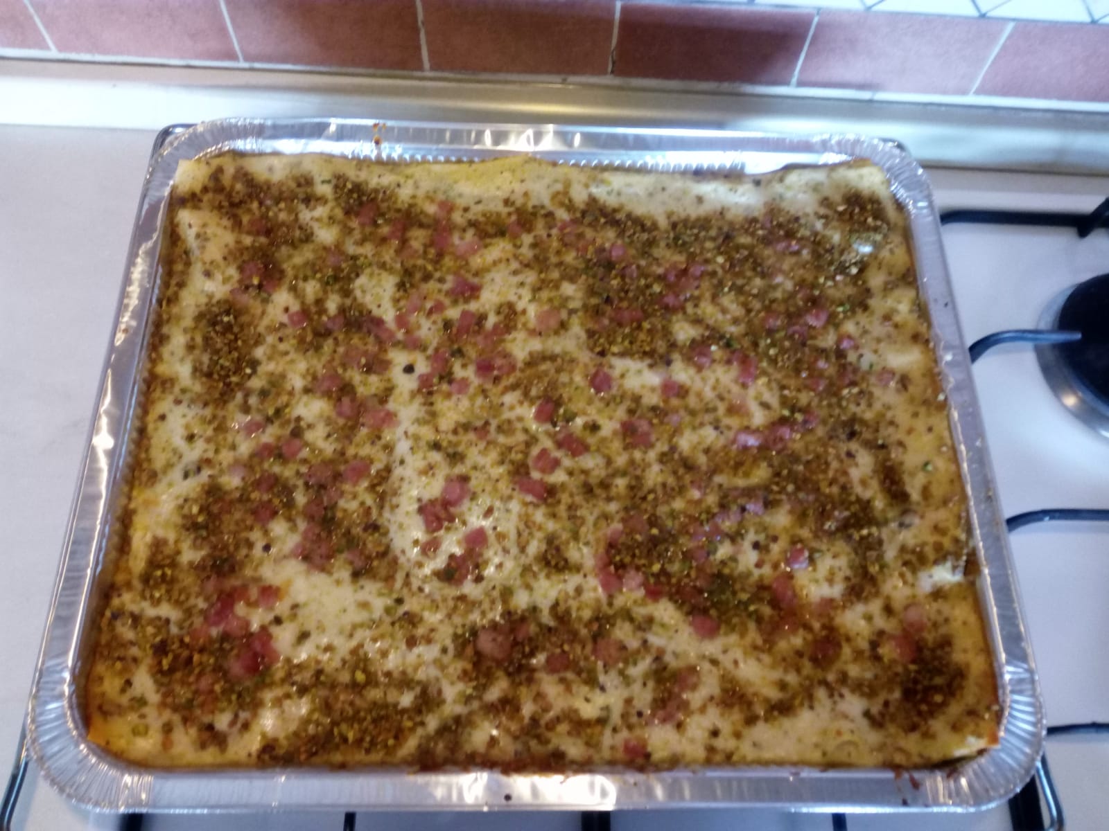 Lasagna pistacchi e prosciutto cotto