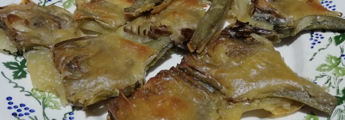 Carciofi romaneschi pastellati al forno