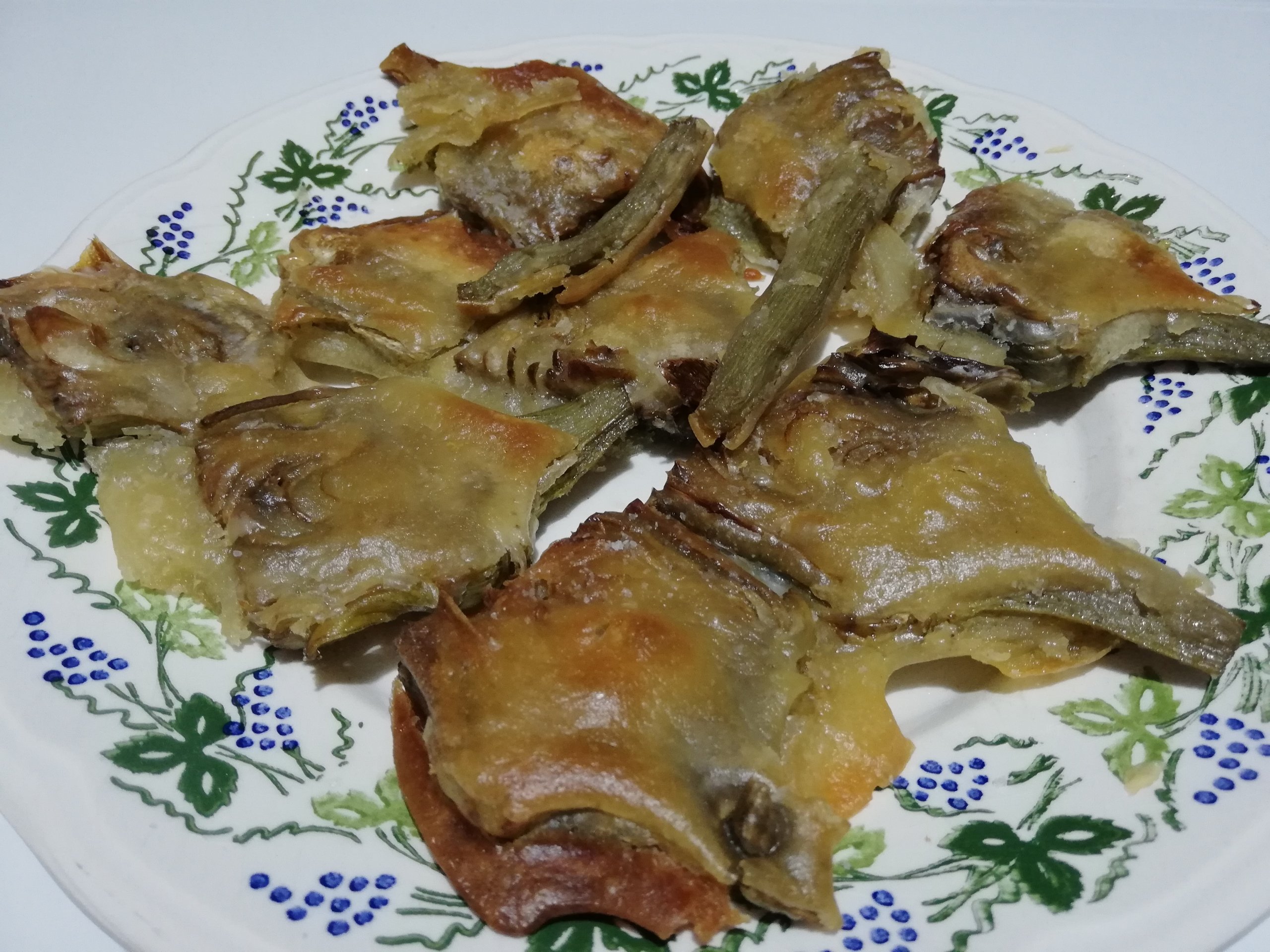 Carciofi romaneschi pastellati al forno