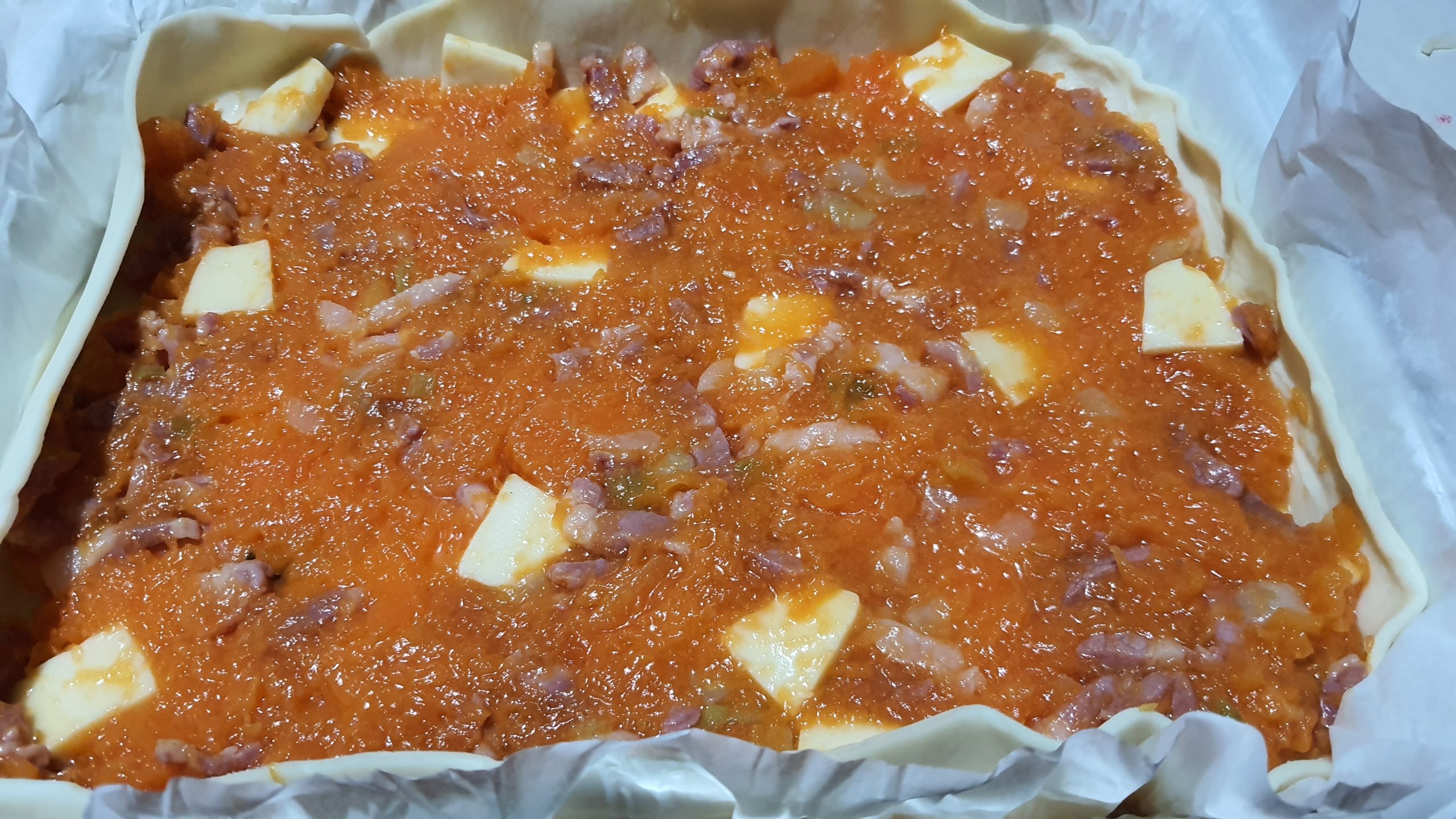 La torta prima di essere infornata