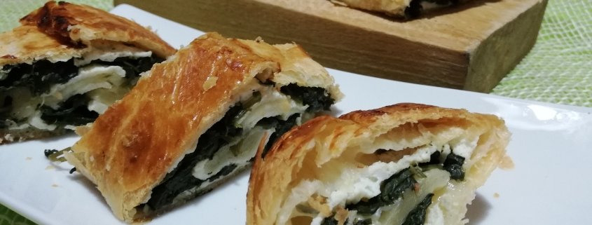 Rotolo di pasta sfoglia con ricotta e spinaci