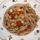 Fettuccine integrali con scampetti zucchine e pomodorini gialli e rossi di Sonia