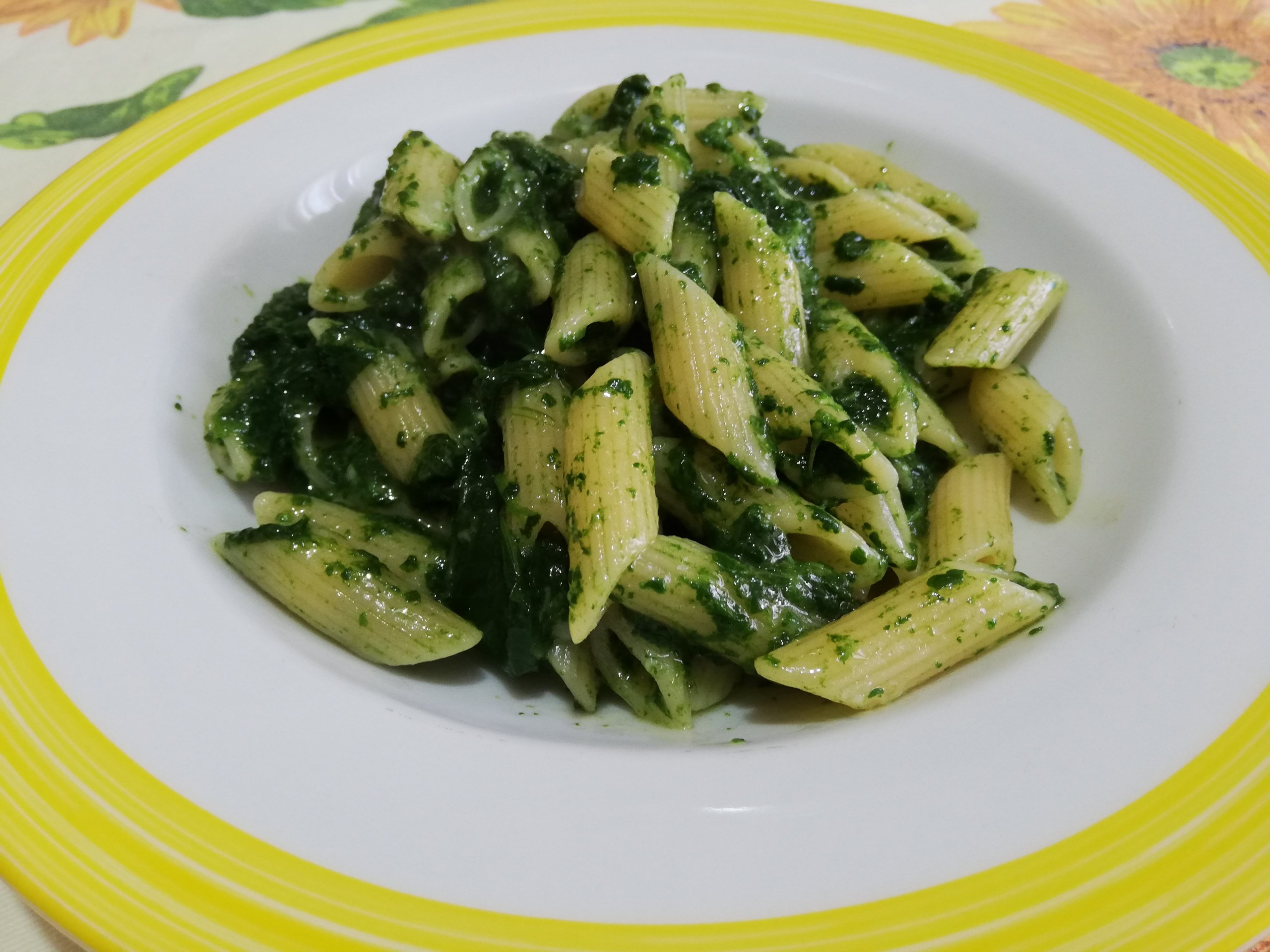 Pennette alla crema di spinaci