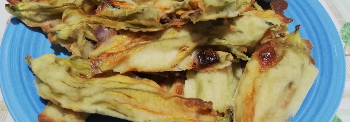 Fiori di zucca farciti con galbanino e acciughe di Roberta