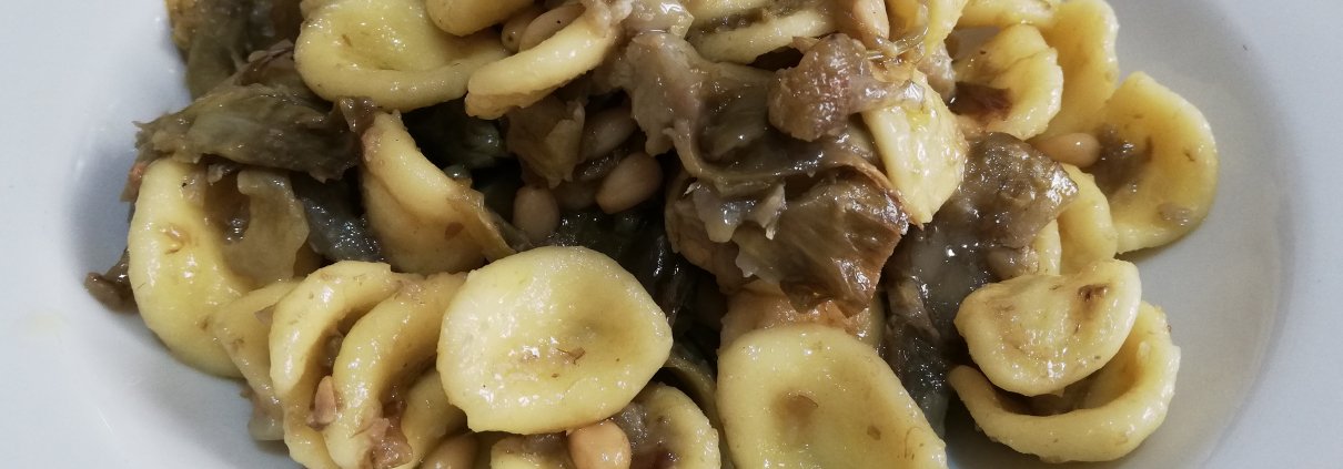 orecchiette con carciofi e pinoli
