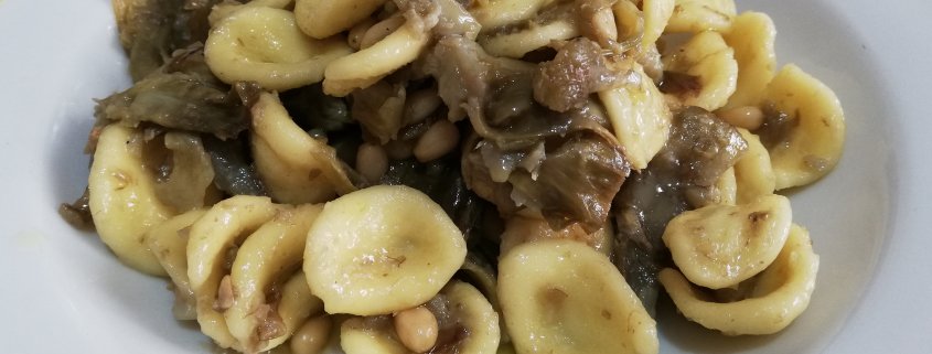 orecchiette con carciofi e pinoli