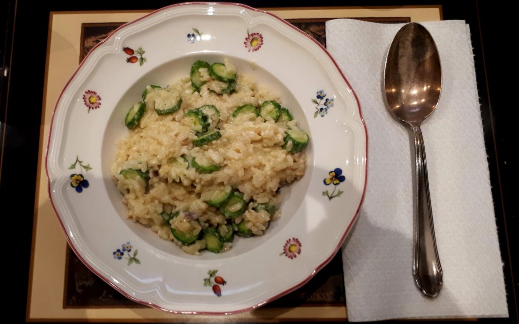 Risotto con zucchine e ricotta di bufala