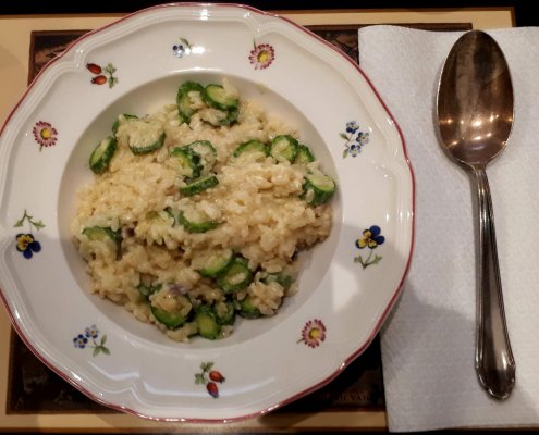 Risotto con zucchine e ricotta di bufala