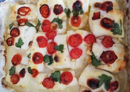 Filetti di merluzzo al forno con pomodorini